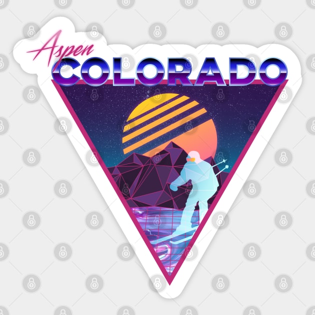 Retro Vaporwave Ski Mountain | Aspen Colorado | Shirts, Stickers, and More! Sticker by KlehmInTime